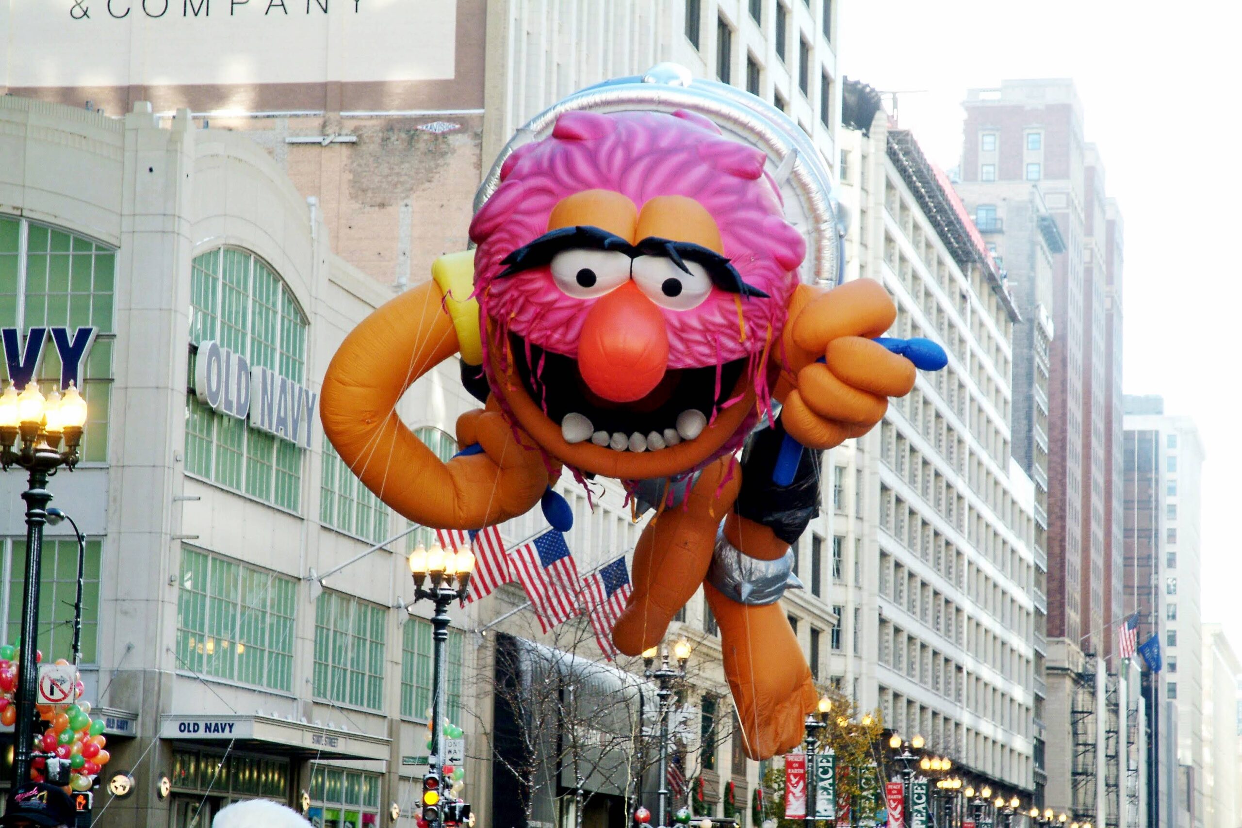 Animal 3 A helium-inflated Animal balloon (from The Muppets) floats over State Street during the Chicago Thanksgiving Parade